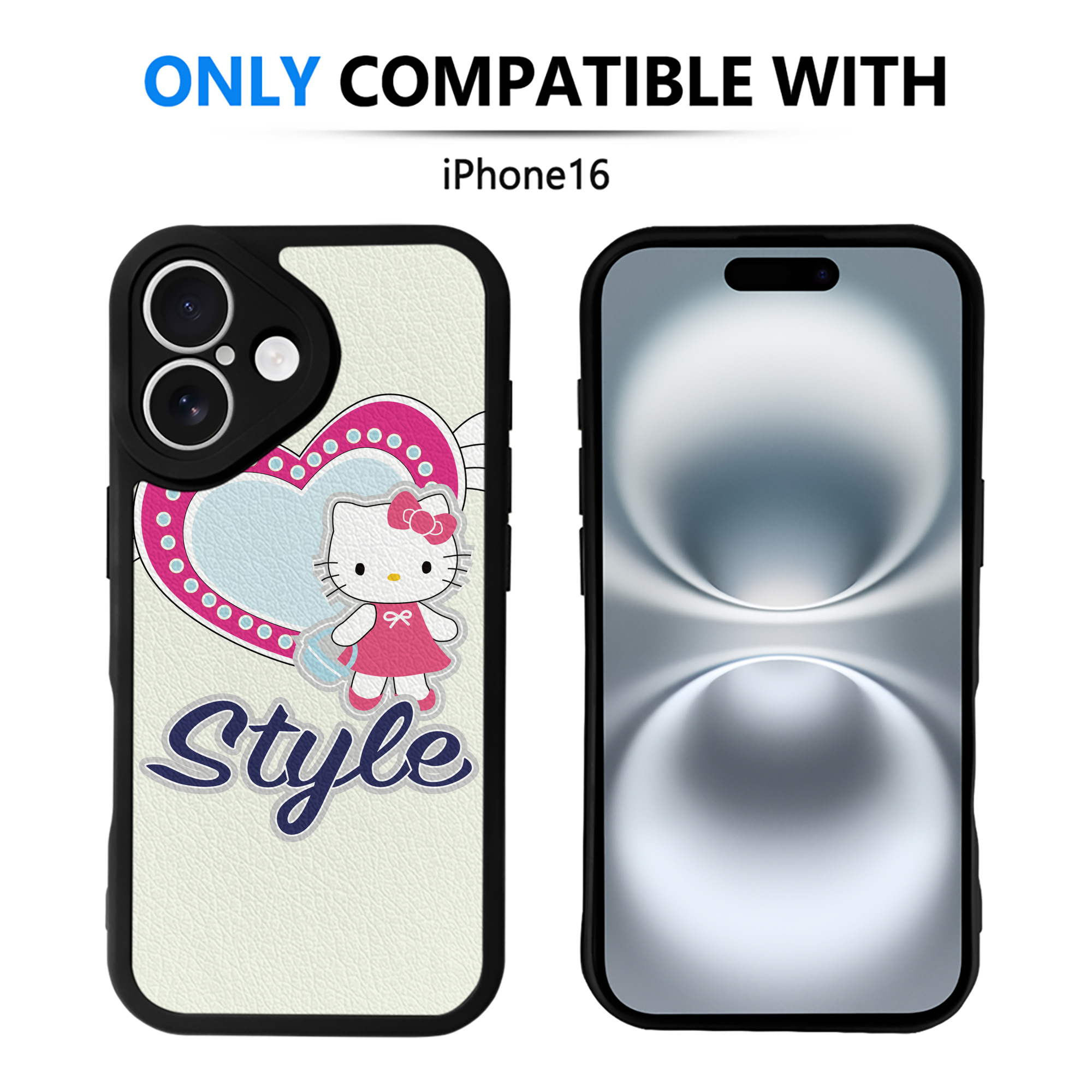 （画像用） Hello Kitty ハローキティ 【iPhone 16シリーズ対応】シリコンスマホケース（レザー調） 材質：シリコン